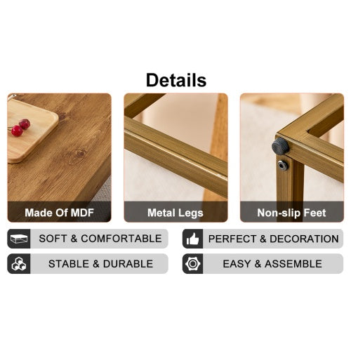 Modern Rectangular Coffee Table, Dining Table. MDF Desktop With Metal Legs. Suitable For Restaurants And Living Rooms. The Size  31.5x31.5x14.37 CJDropshipping