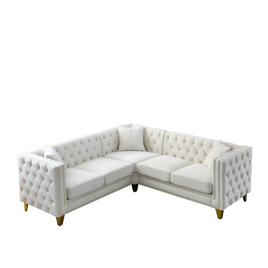 82.2-Inch Velvet Corner Sofa Covers, L-Shaped Sectional Couch, Sangria Beech