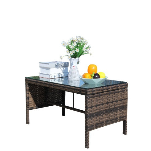 Outdoor Patio Furniture 1 Coffee Table With Clear Tempered Glass CJDropshipping
