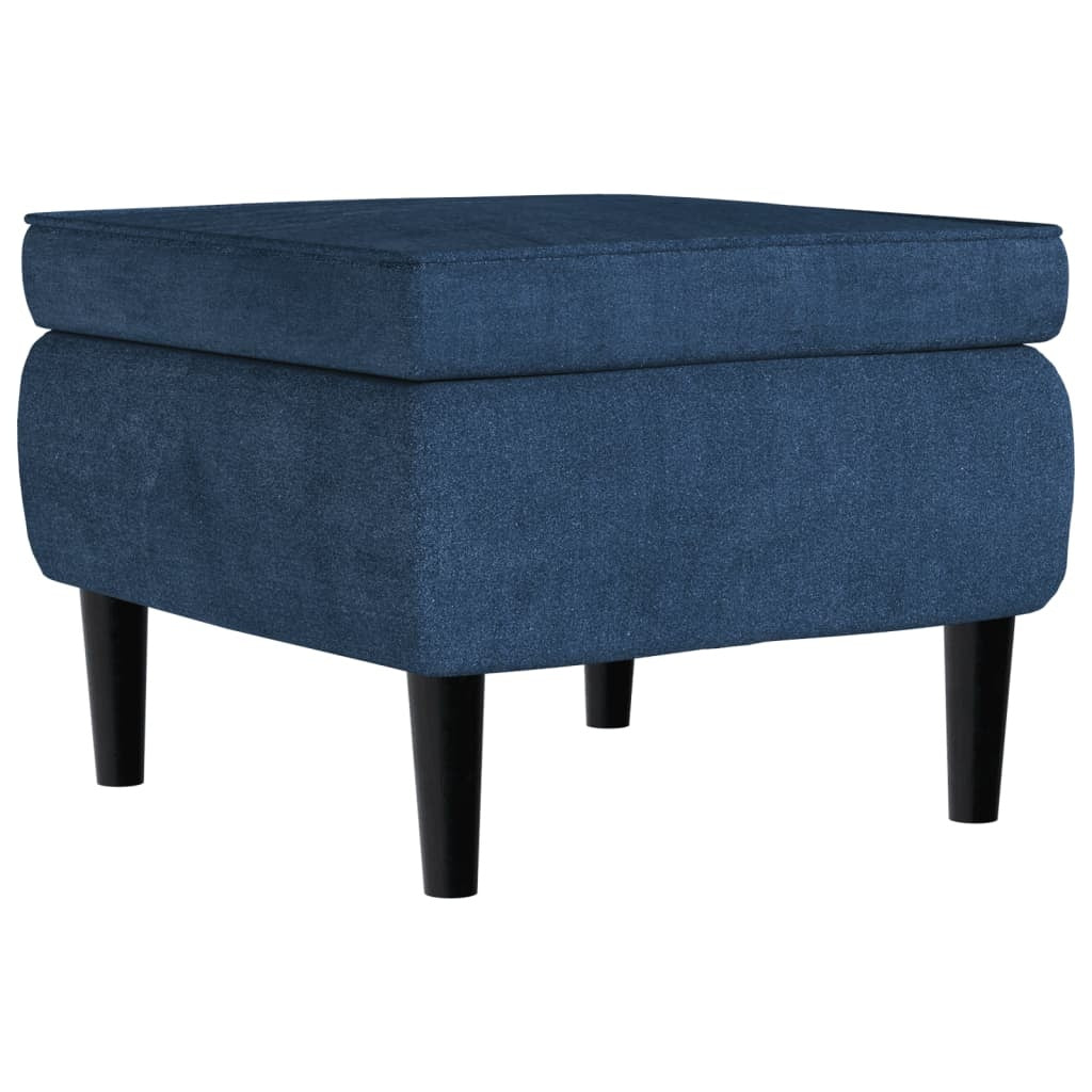 Wingback Chair with Footstool Blue Velvet