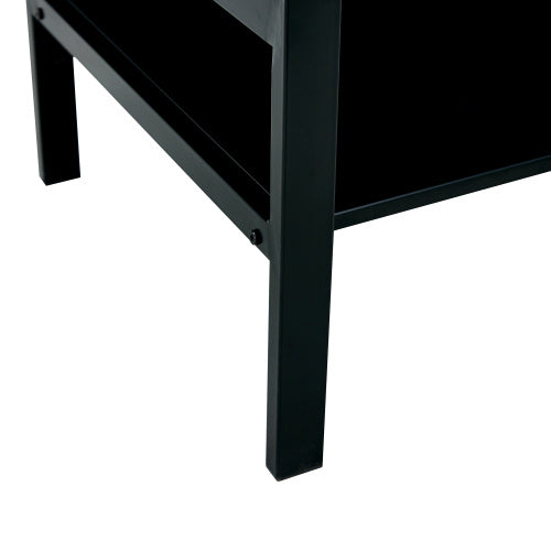 Glass Lift Top Coffee Table, Modern Simple 2-Layer Tempered Glass Coffee Table For Living Room, Black CJDropshipping
