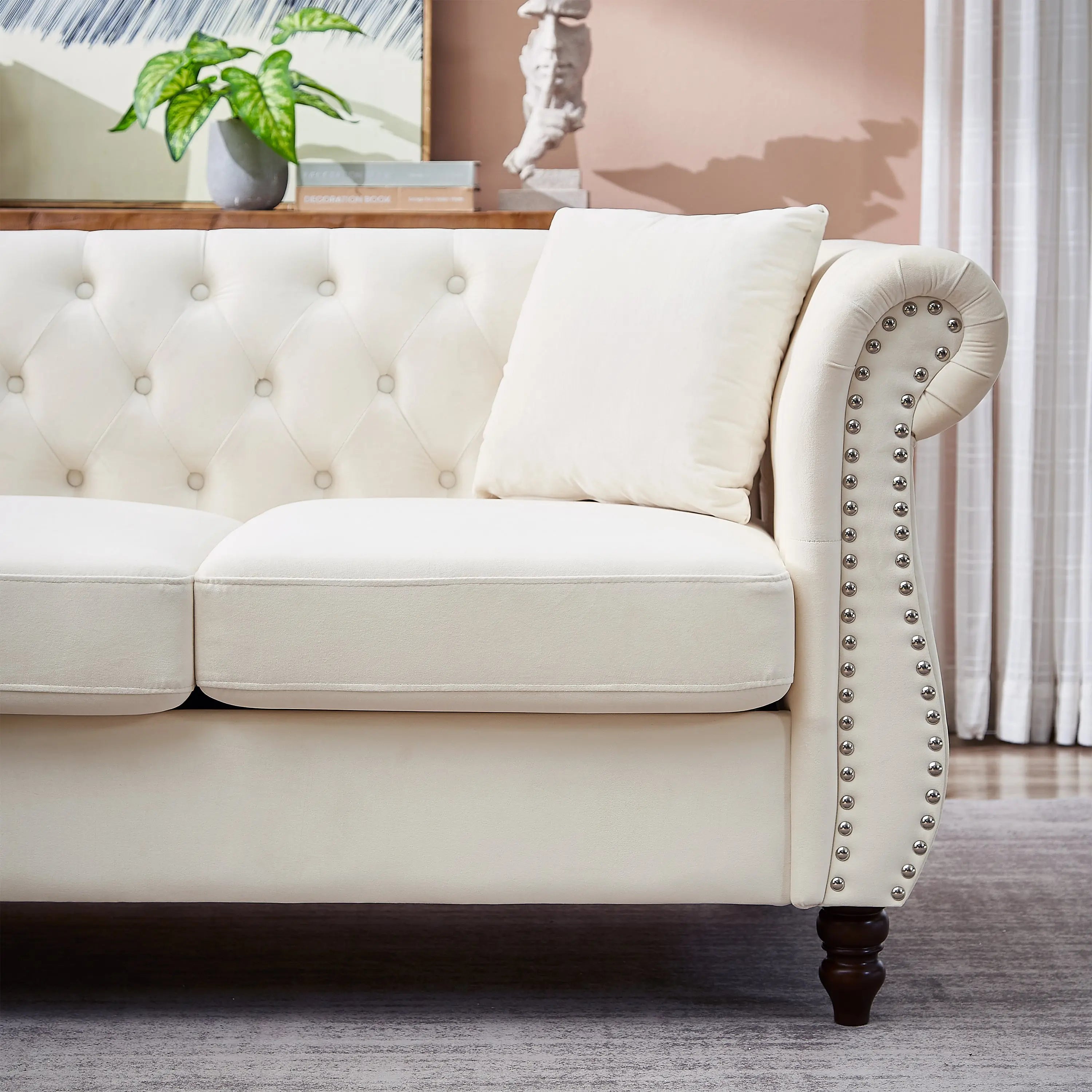 83.5-Inch Oversized Corner Sofa Covers, L-Shaped Sectional Couch, Sangria Beech