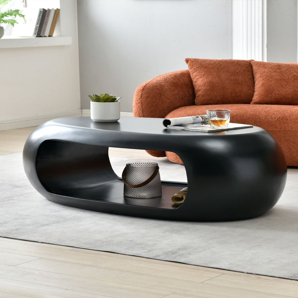 47.24'' Modern Oval Coffee Table, Sturdy Fiberglass Center Cocktail