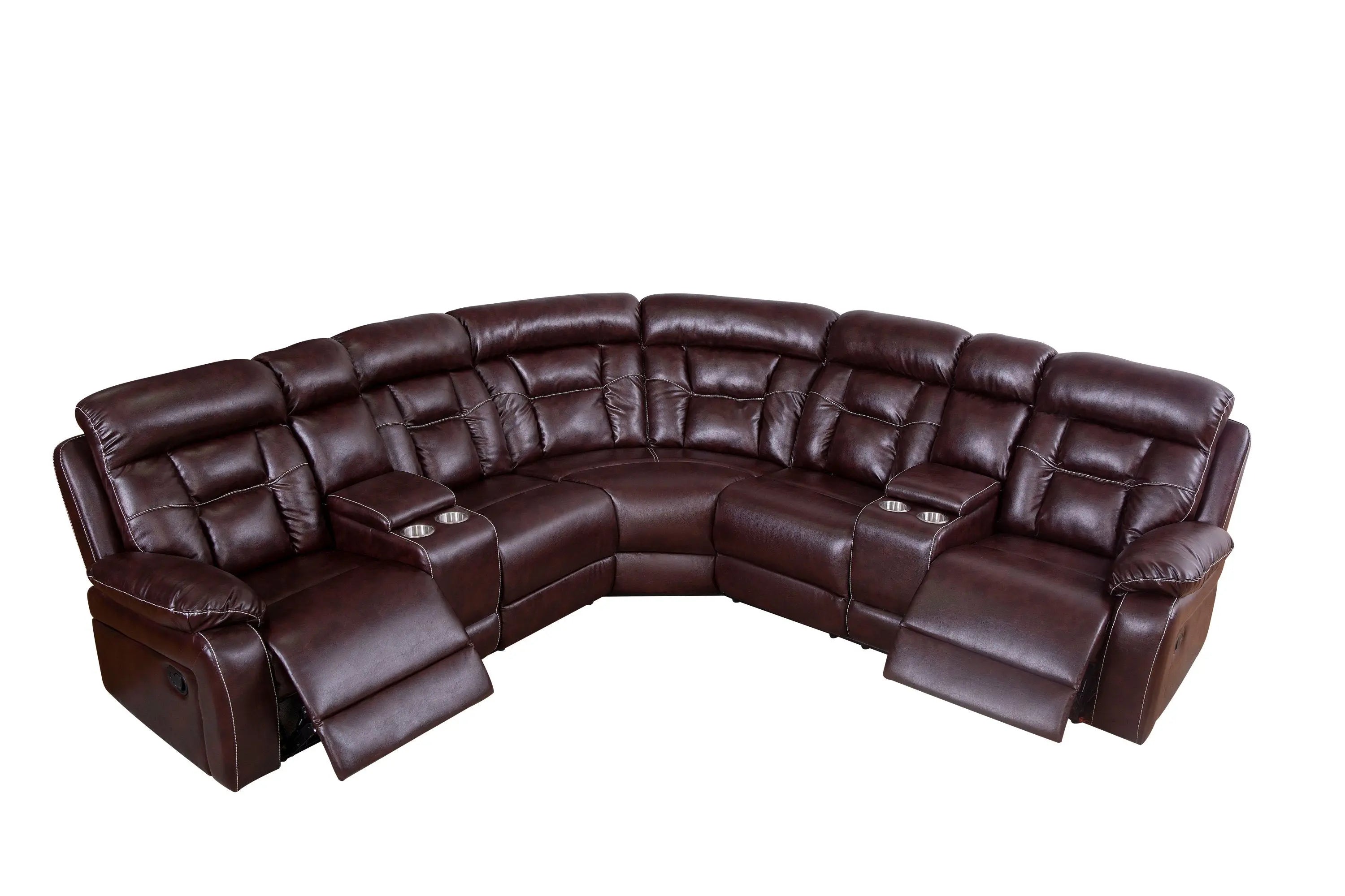 Sectional Sofa with Manual Reclining Brown Olive Phaedra