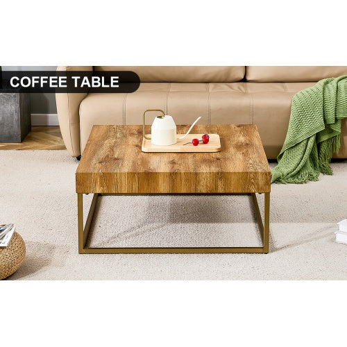 Modern Rectangular Coffee Table, Dining Table. MDF Desktop With Metal Legs. Suitable For Restaurants And Living Rooms. The Size  31.5x31.5x14.37 CJDropshipping