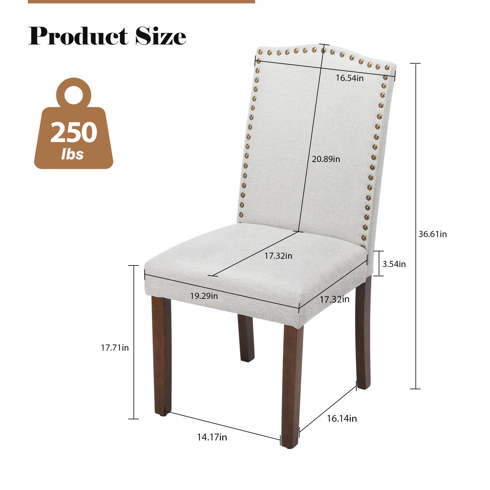 Modern Armless Dining Chairs With Upholstered Fabric,Nailhead Trim And Wood Legs CJDropshipping