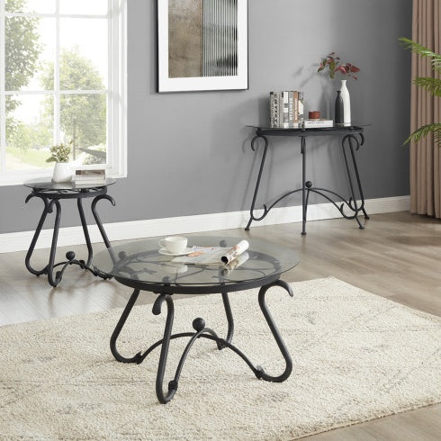 Suitable For Living Room 2-piece Tempered Glass Surface Coffee Table Set CJDropshipping