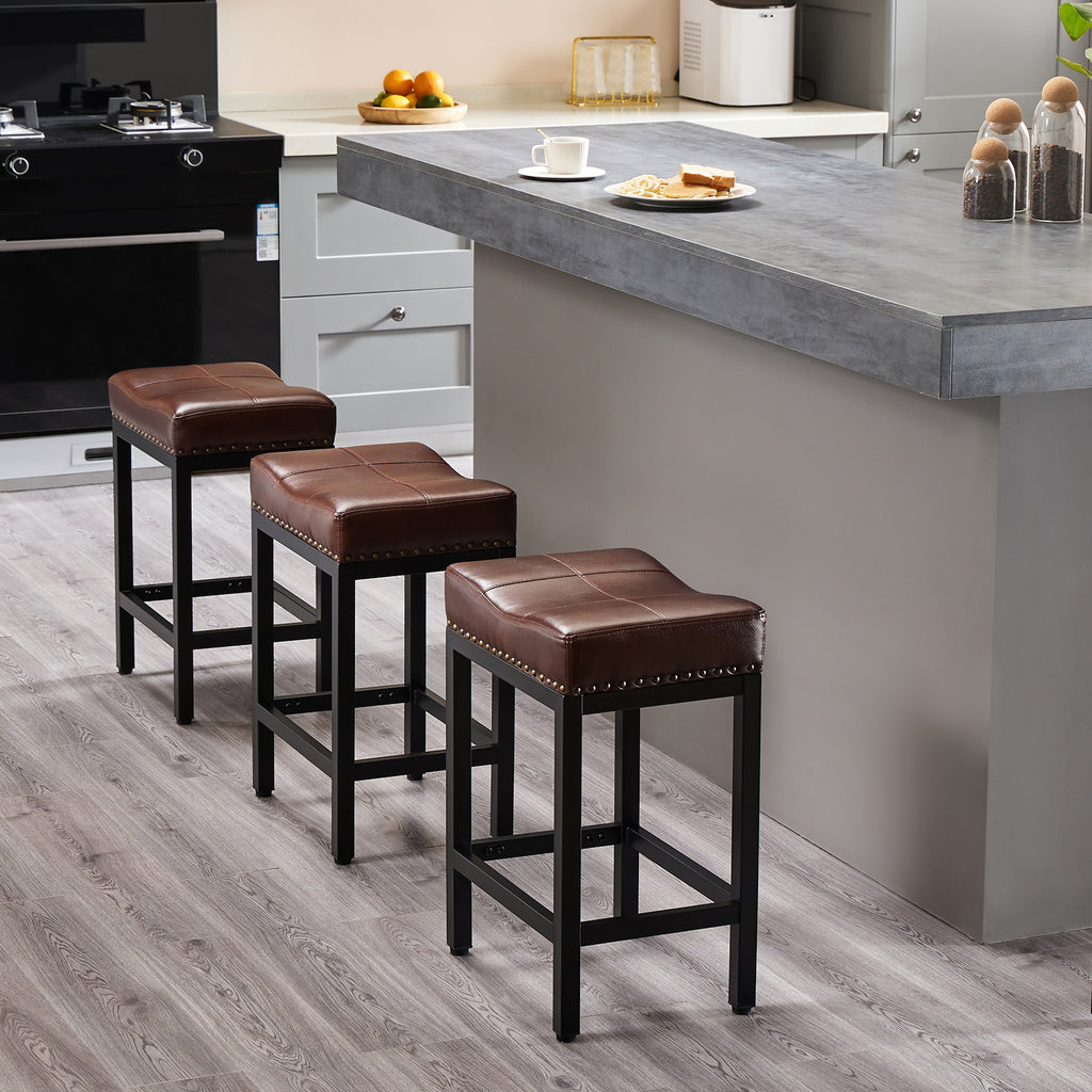 Saddle Bar Stool Kitchen Stools, Sturdy Steel Frame