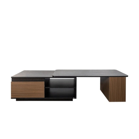 Extendable Coffee Table, Length Adjustable Wood Coffee Table With 2 Storage Drawers For Living Room, Large Long Rectangular Center Table CJDropshipping