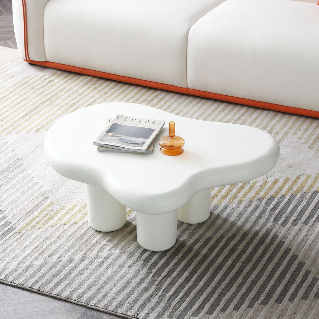 Cute Cloud Coffee Table for Living Room, Cream ,35.43inch Olive Phaedra