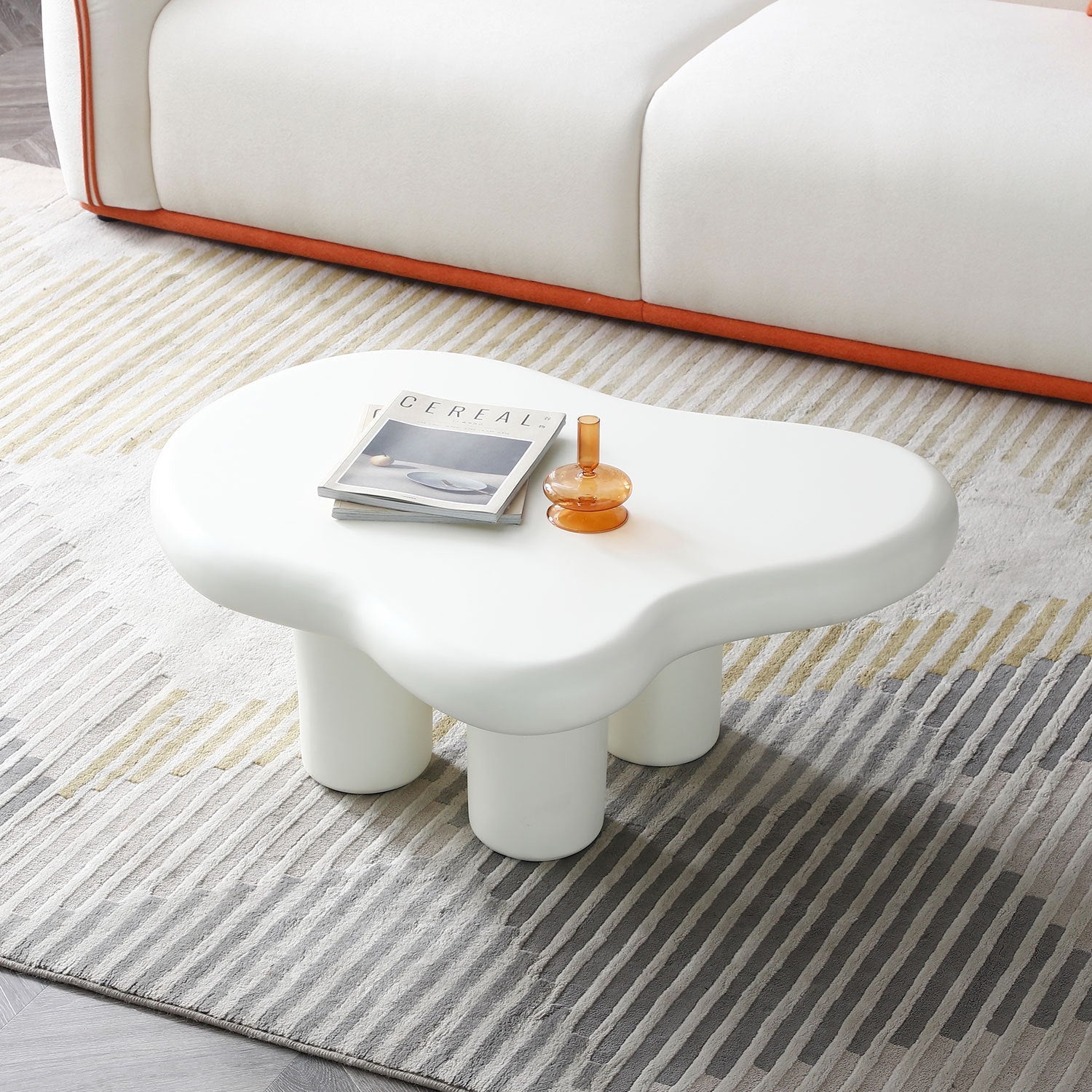 Cute Cloud Coffee Table for Living Room, Cream ,35.43inch Olive Phaedra