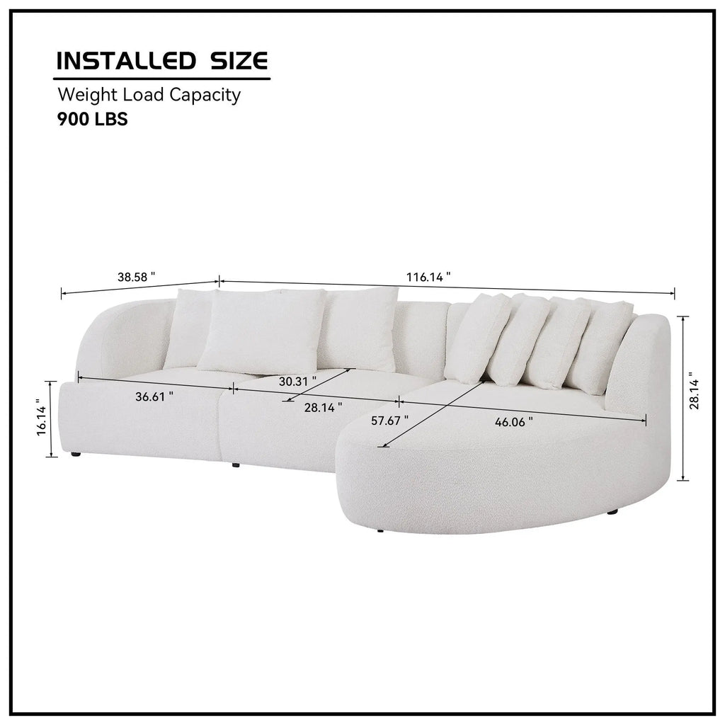 Boucle sofa,Modular Sectional Couch for Living Room Apartment Olive Phaedra