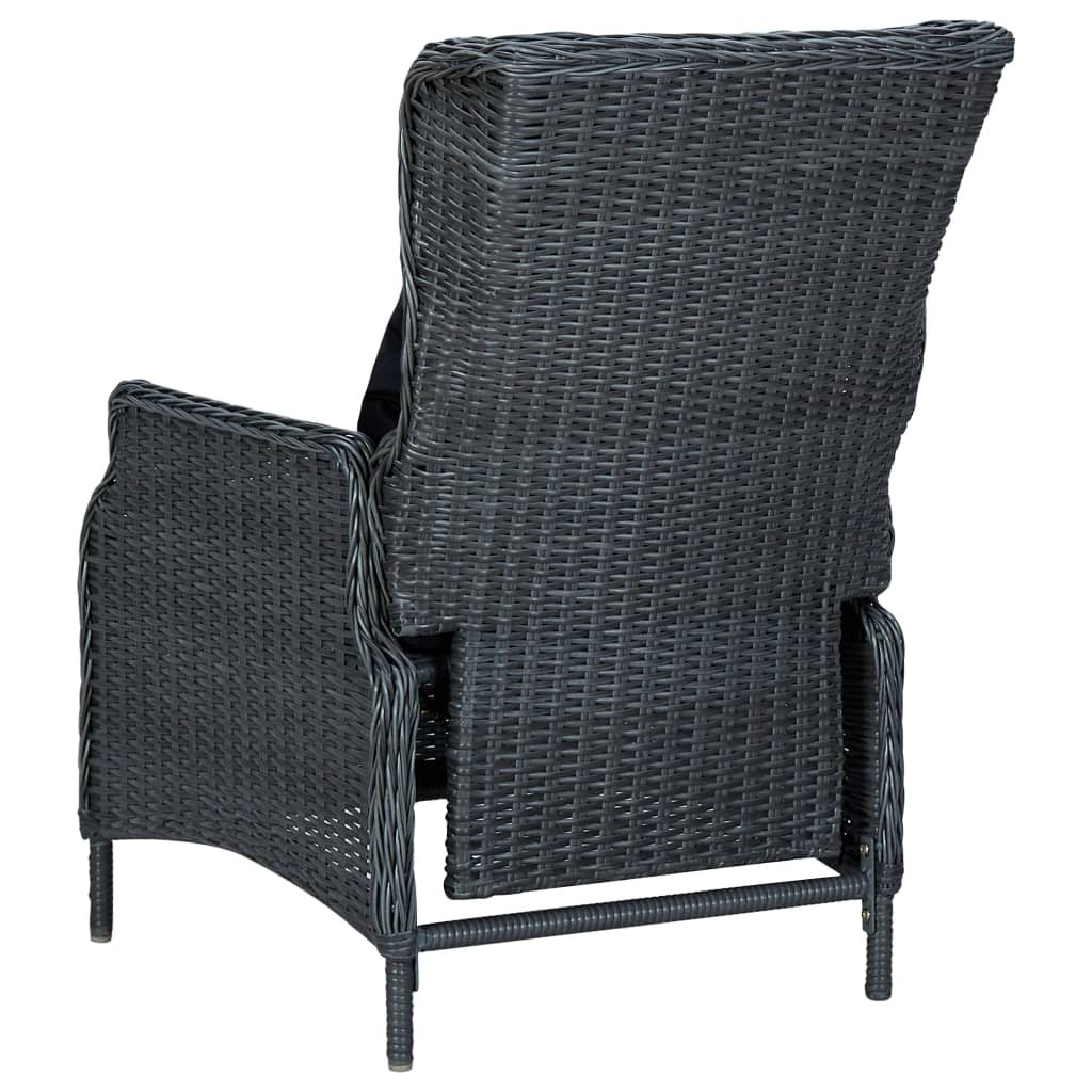 Adjustable Garden Chair with Cushions Poly Rattan Dark Grey