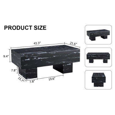 The Black Coffee Table Has Patterns. Modern Rectangular Table, Suitable For Living Rooms And Apartments. 43.3X21.6X17.2 CJDropshipping