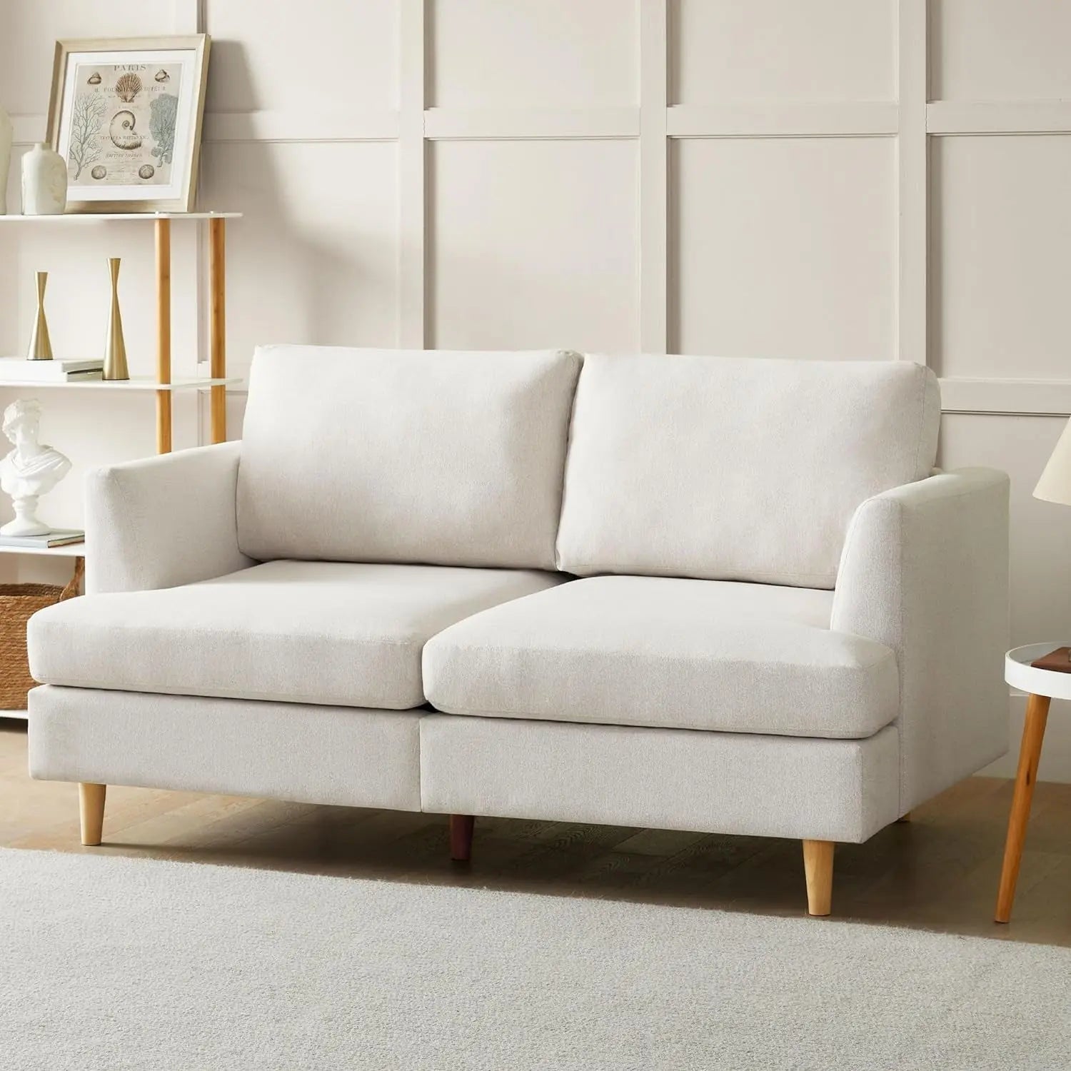 Modern Dark Grey Loveseat for Small Spaces Peach Maple