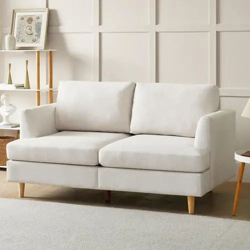 Modern Dark Grey Loveseat for Small Spaces Peach Maple