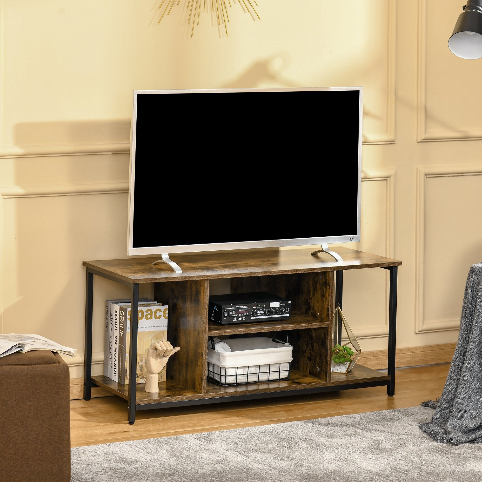 HOMCOM TV Stand for TVs Up to 55 Inches, Entertainment Stand, Media Taupe Shadow