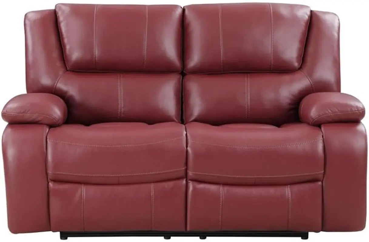 Red Faux Leather Reclining Loveseat rana Peach Maple