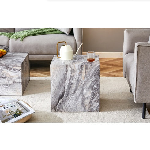 Elevate Your Living Space With This Modern MDF Coffee Table, Which Showcases Gray Textured Patterns. It Is Characterized By Stylish Design. CJDropshipping