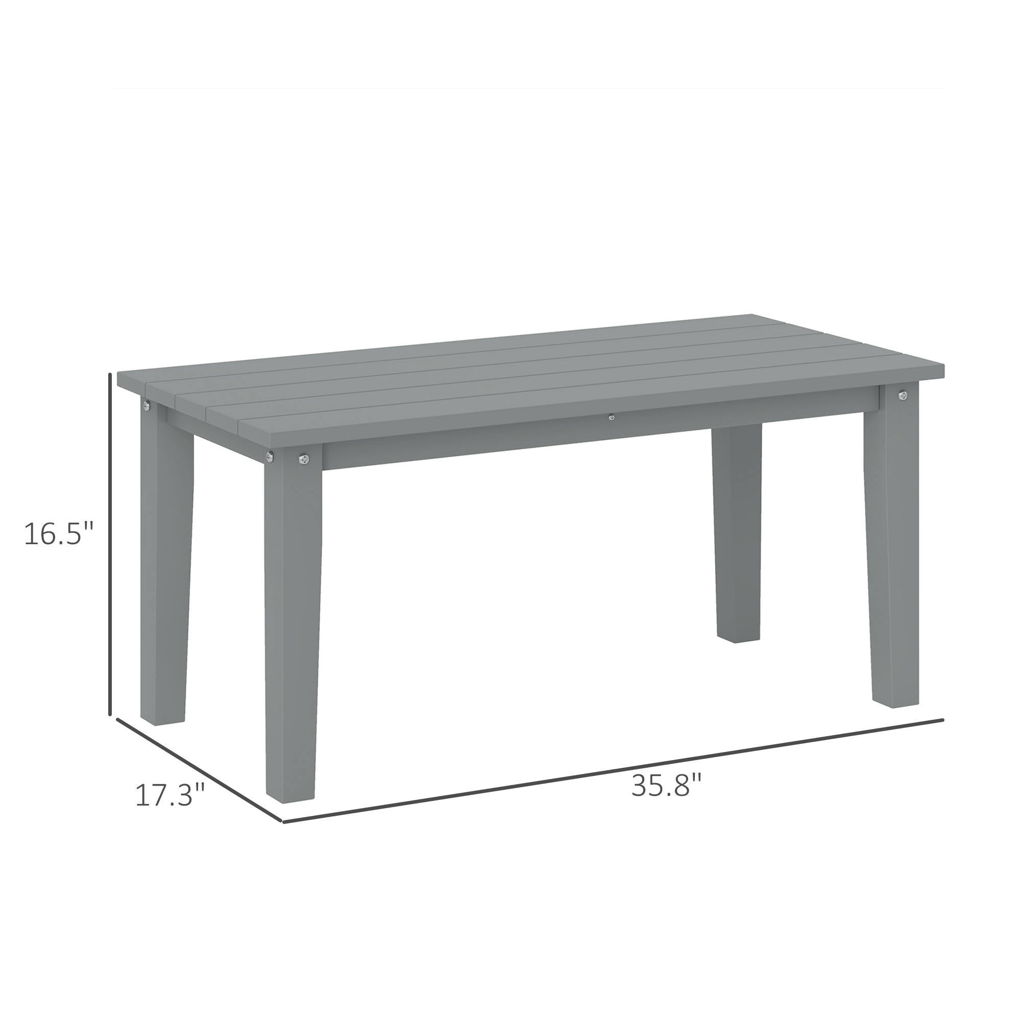 Rectangle Outdoor Coffee Table, HDPE All-Weather Outdoor Patio Table With Slatted Tabletop For Yard, Balcony, Gray CJDropshipping