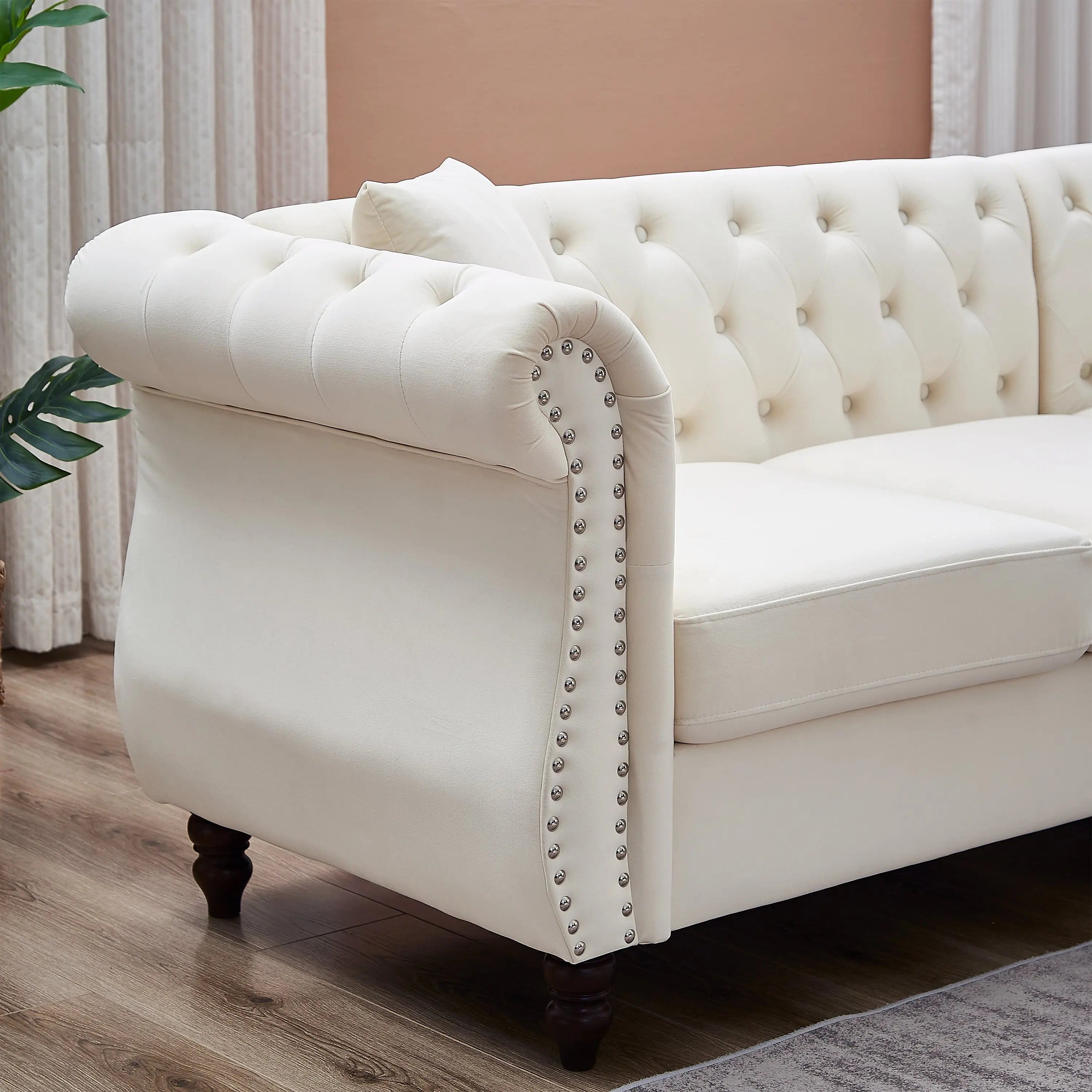 83.5-Inch Oversized Corner Sofa Covers, L-Shaped Sectional Couch, Sangria Beech