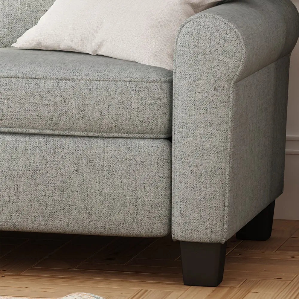 Traditional Grey Fabric 3-Seater Sofa Peach Maple