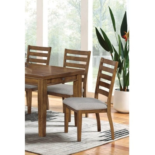 Transitional Set Of 2pc Side Chairs Walnut Light Gray Ladder Back Chairs Solid Wood Polyester Fabric Upholstered Padded Seat Dining Room Furniture CJDropshipping