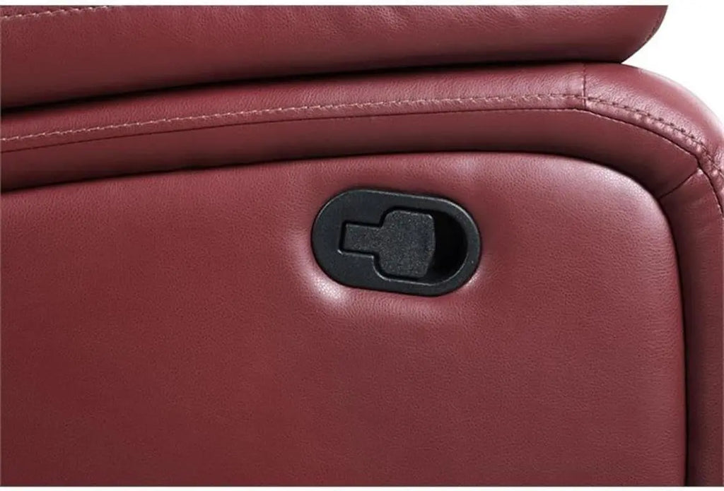 Red Faux Leather Reclining Loveseat rana Peach Maple