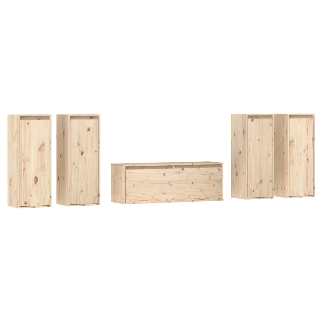 TV Cabinets 5 pcs Solid Pinewood