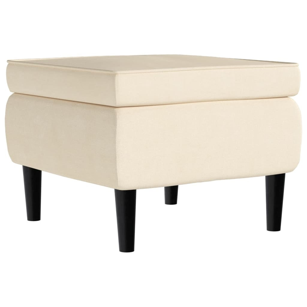Wingback Chair with Footstool Cream Velvet