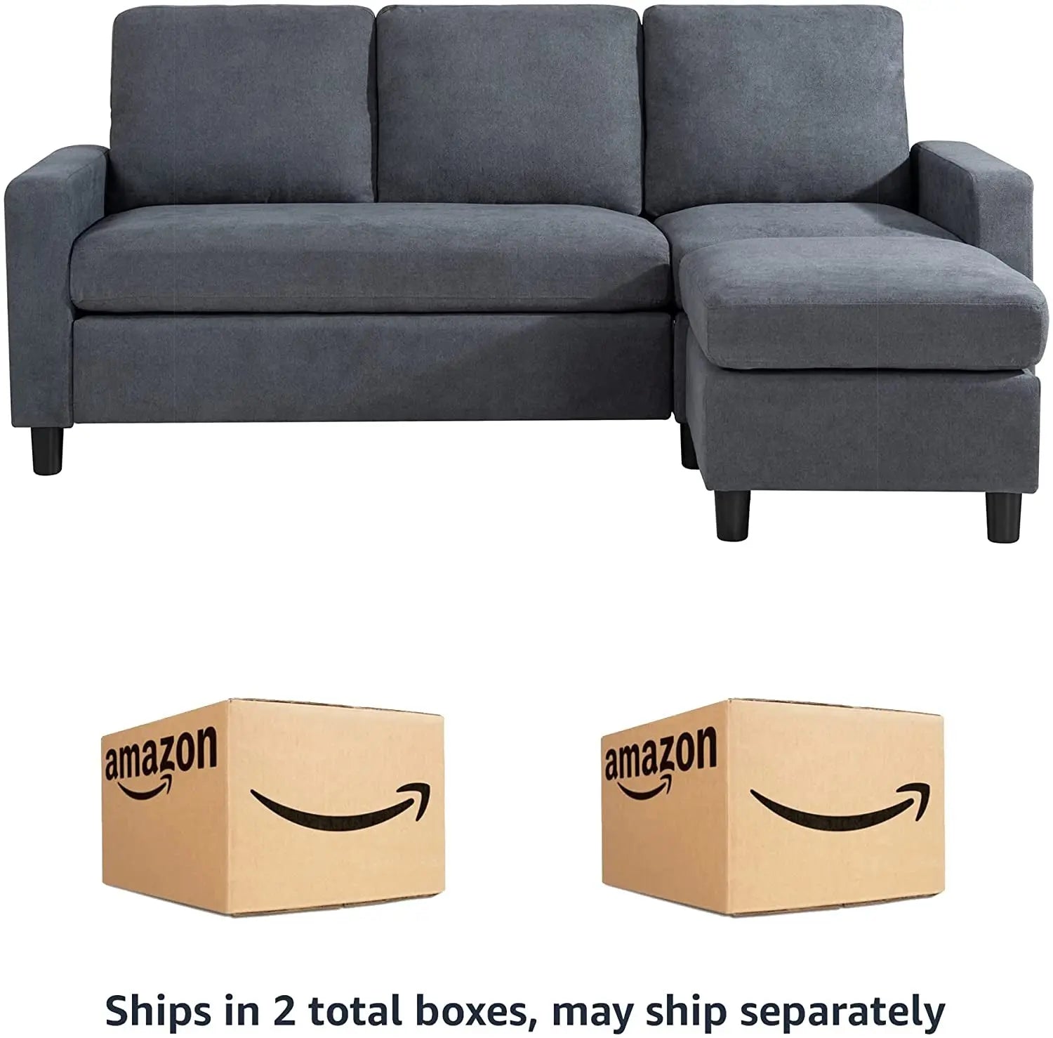 Linen L-Shaped Sectional Sofa Peach Maple