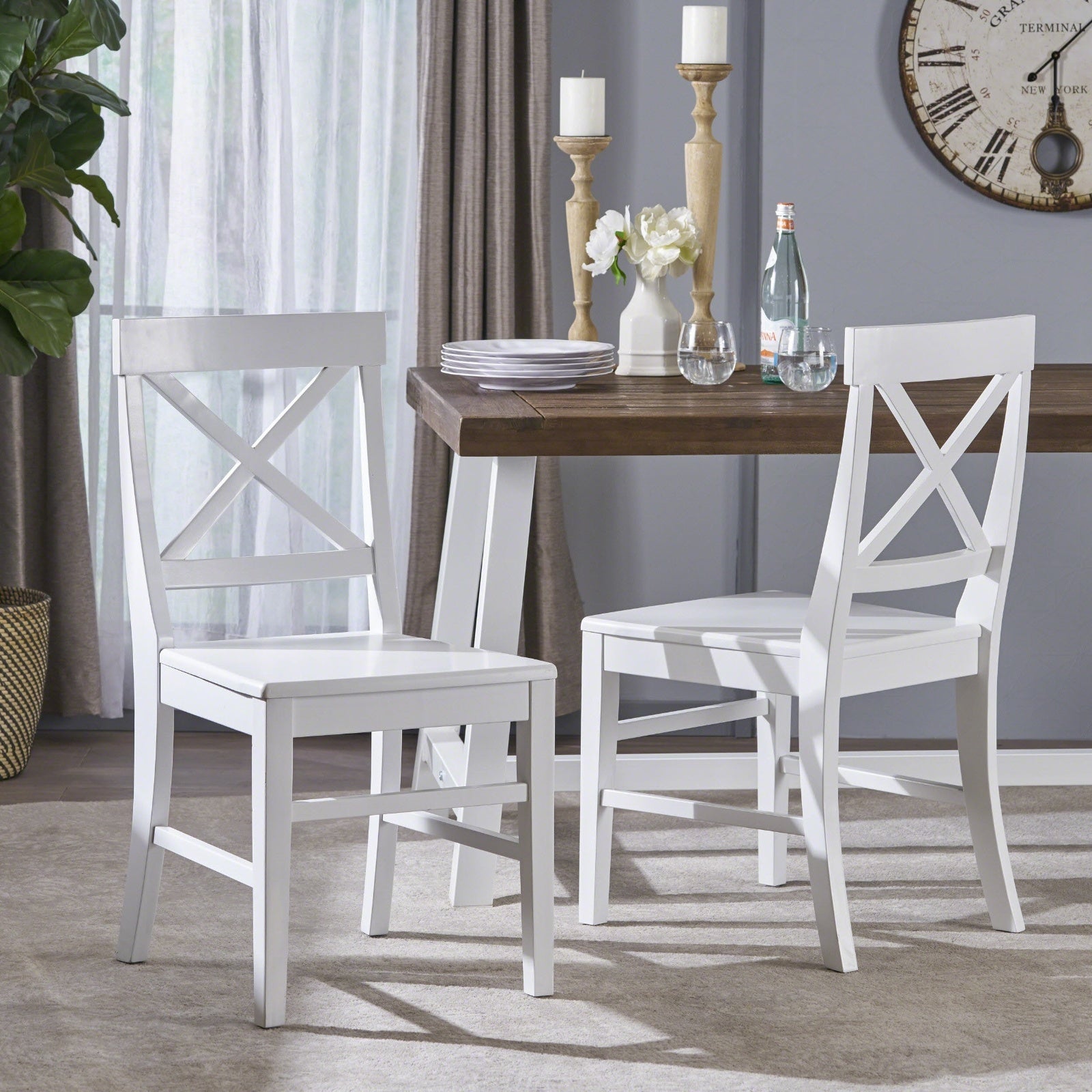 Acacia Wood Dining Chairs, White CJDropshipping