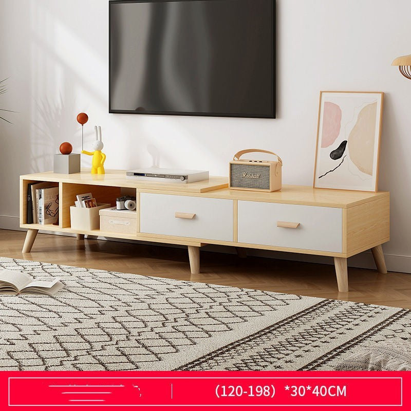 TV Cabinet Small Apartment Living Room Combination Retractable TV Cabinet Peach Maple