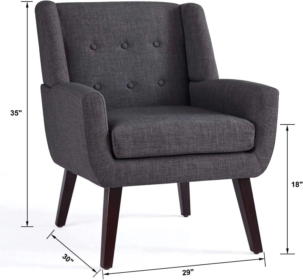 Grey Button Tufted Accent Chair for Comfortable Living Peach Maple