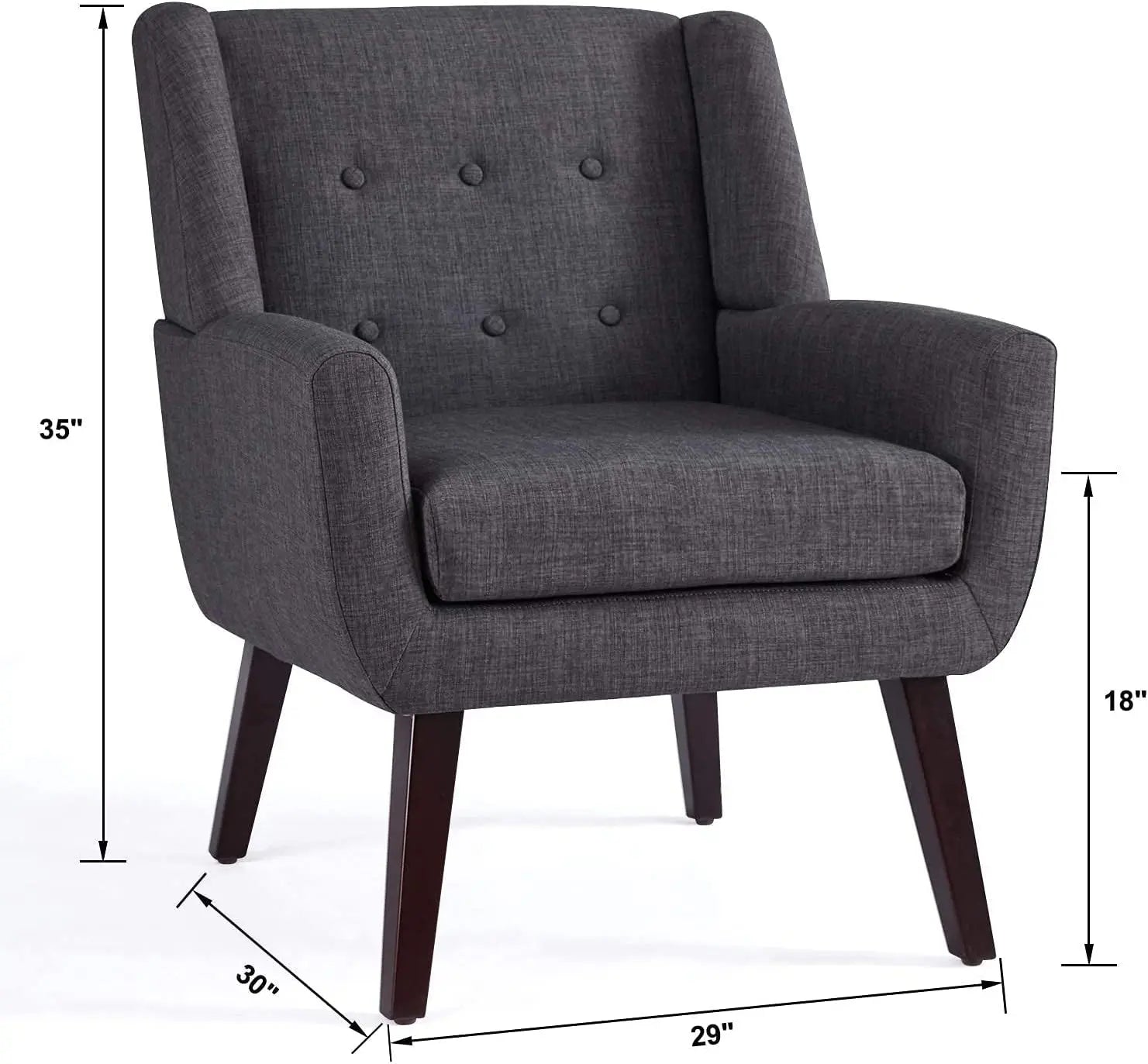 Grey Button Tufted Accent Chair for Comfortable Living Peach Maple