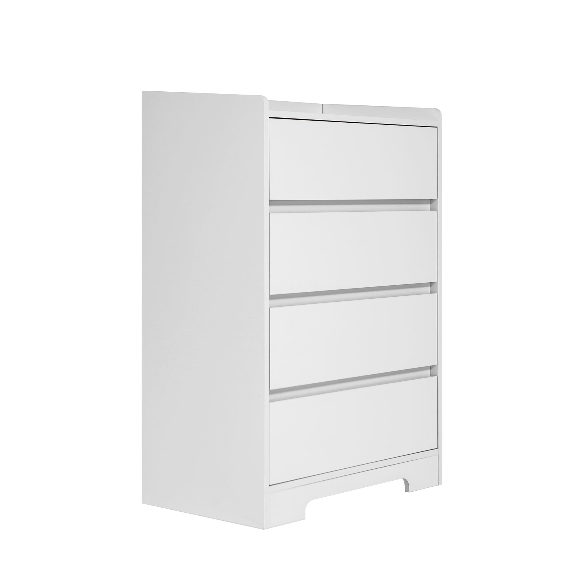 4 Drawer Dresser, Chest Of Drawers Without Handle, White Dresser For Bedroom Waterproof, Modern Wooden Cabinet With Sturdy Frame For Living Room, Entryway, Bedroom, Hallway, Office