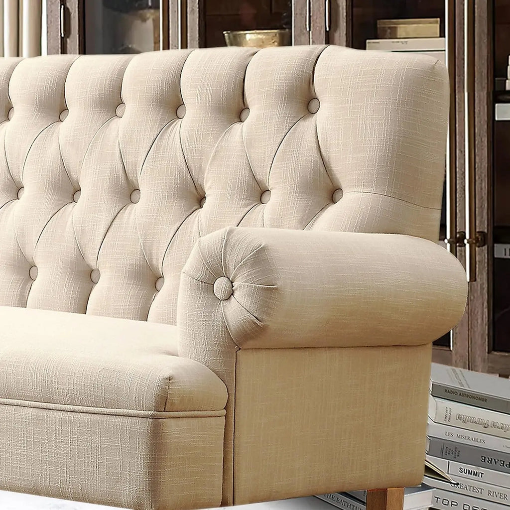 Beige Loveseat Sofa for Living Room Peach Maple