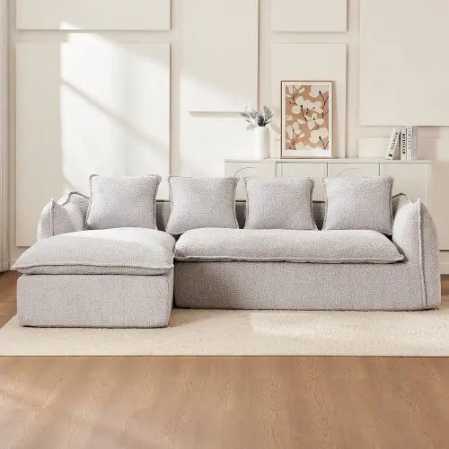 LuneluX_Home – Oversized 3-Seater L-Shape Sofa with Chaise Carmine Juneberry