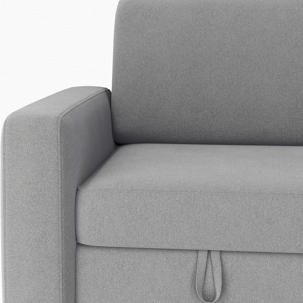 Light Gray L-Shaped Sleeper Sectional, USB, Storage Peach Maple