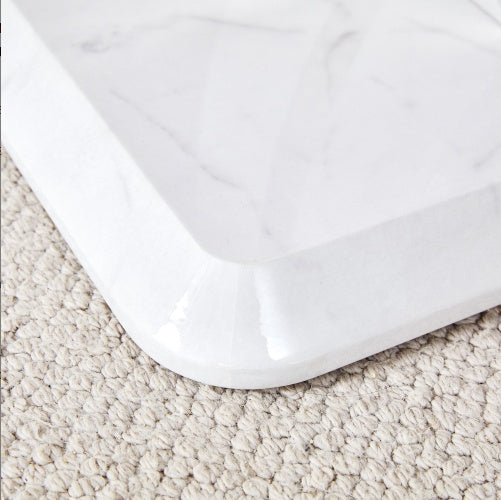 Modern Minimalist Grey Marble Pattern Sticker Pattern MDF Rectangular Coffee Table. Add A Tranquil And Comfortable Atmosphere To Your Home. MDF Coffee Table, Grey Marble Pattern Sticker, Side Table. CJDropshipping