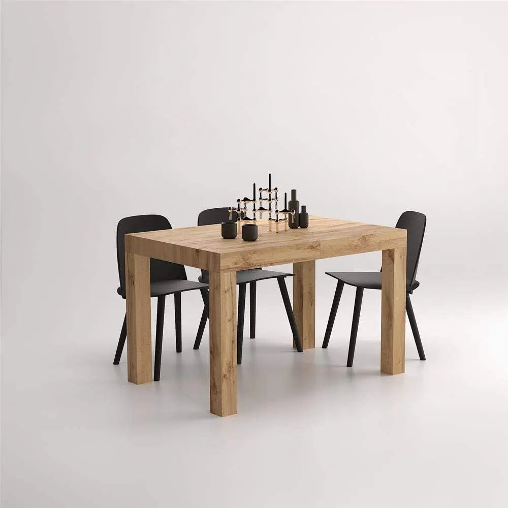 Rustic Oak Extendable Table, Laminate-Finished, Italy Peach Maple