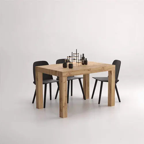 Rustic Oak Extendable Table, Laminate-Finished, Italy Peach Maple