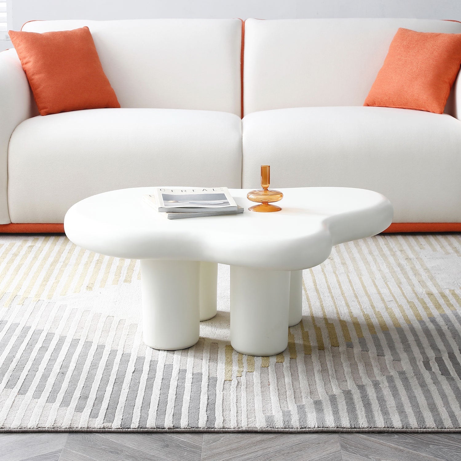 Cute Cloud Coffee Table for Living Room, Cream ,35.43inch Olive Phaedra