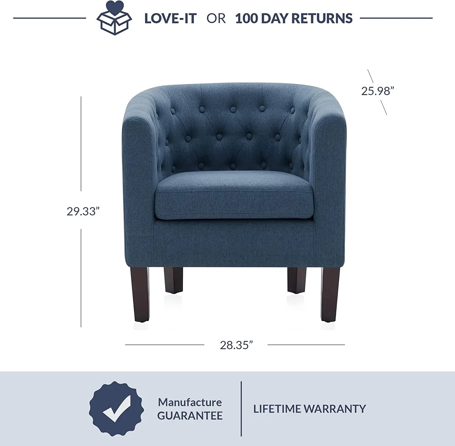 Elegant Navy Blue Accent Chair for Living Room Peach Maple