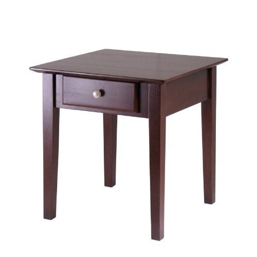 Rochester End Table with one Drawer Shaker- Antique Walnut Rose Chloe